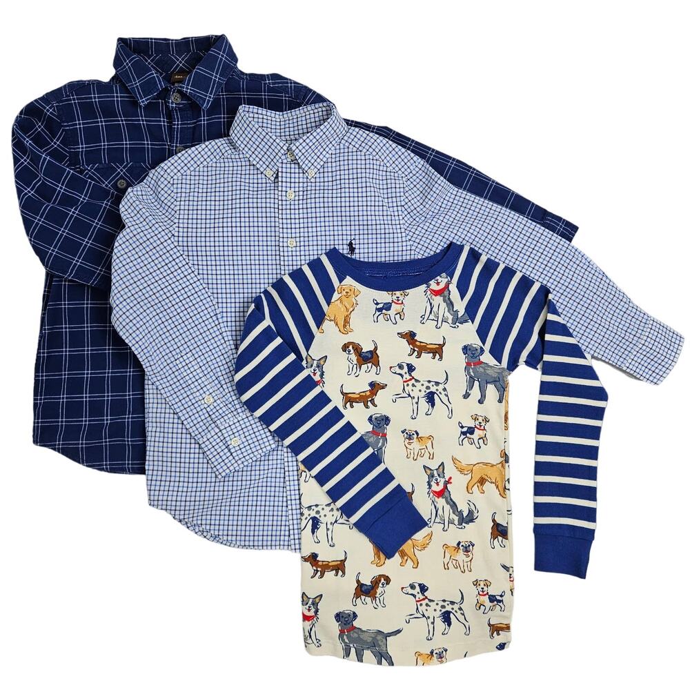 Boy's Long-Sleeve Blue Shirt Bundle | Ralph Lauren | Tea | Hatley PJs‎ | Size 8